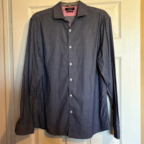 Original Penguin men’s blue long sleeve button down shirt size 15.5 - Picture 1 of 9